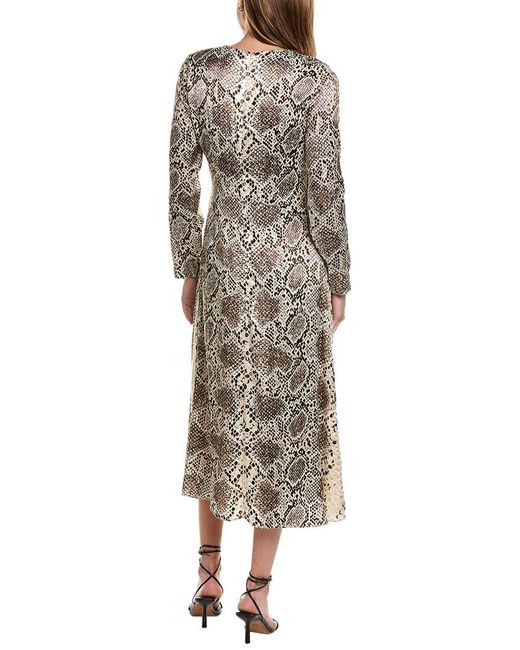 Tahari Natural Twist Front Silk-blend Midi Dress