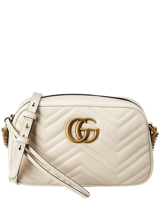 Gucci Natural GG Marmont Small Matelasse Leather Crossbody Camera Bag