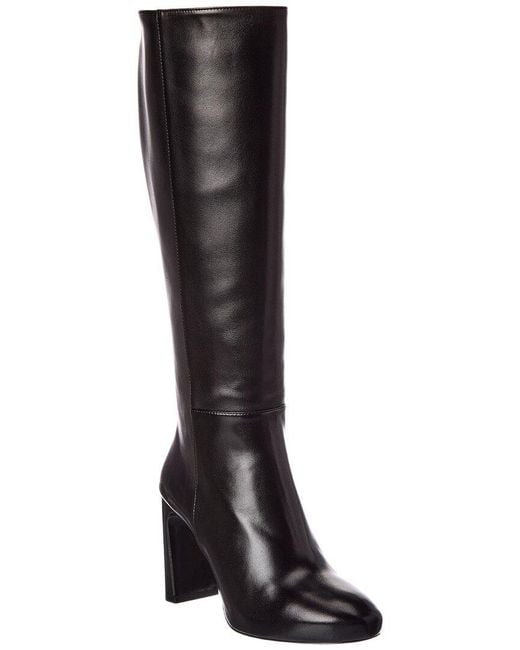 Stuart Weitzman Black Babette Platform Zip Leather Boot