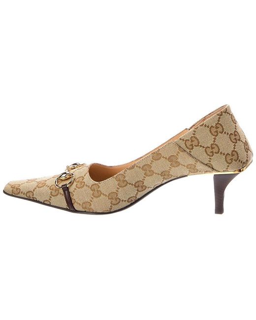Gucci Natural Vittioria Gg Supreme Canvas & Leather Pump