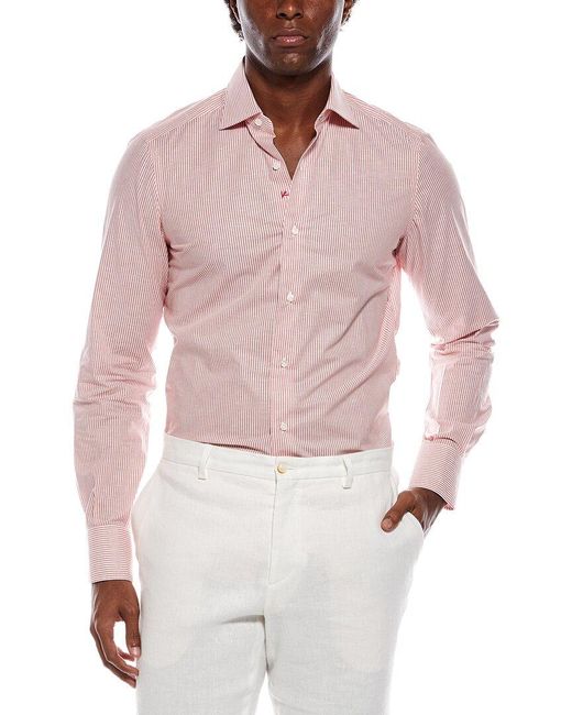 Isaia Pink Linen-Blend Shirt for men