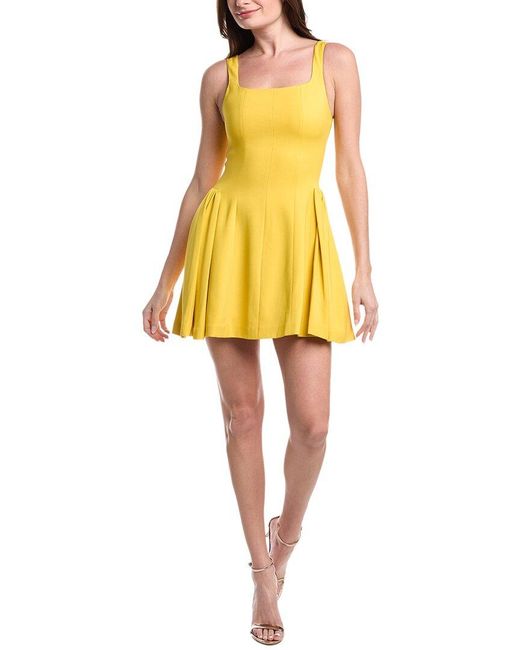 Alice + Olivia Yellow Vera Fit And Flare Mini Dress