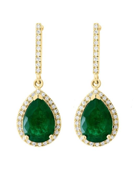 Effy Fine Jewelry White 14K 3.25 Ct. Tw. Diamond & Emerald Earrings