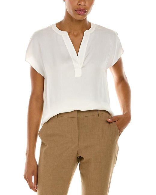Theory Easy Silk Popover in White | Lyst