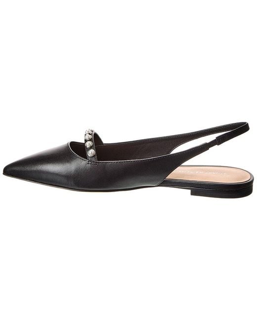 Stuart Weitzman Black Pearl Leather Slingback Flat