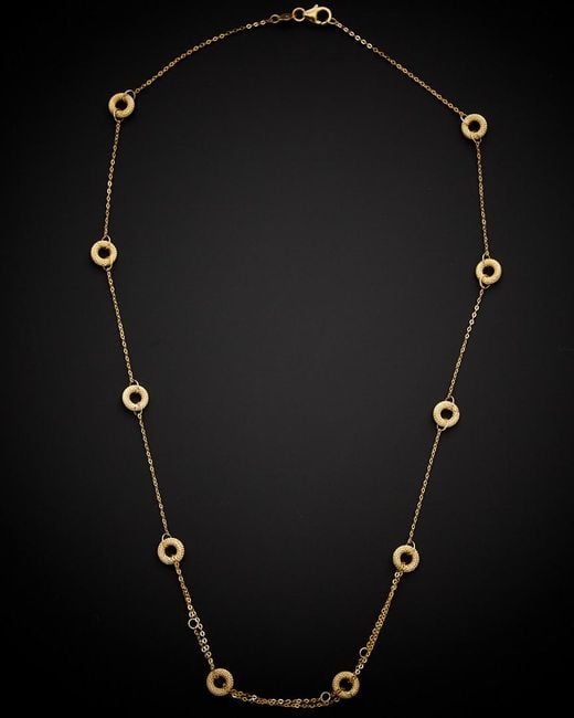 Italian Gold Black 14k Textured Circles Station Necklace