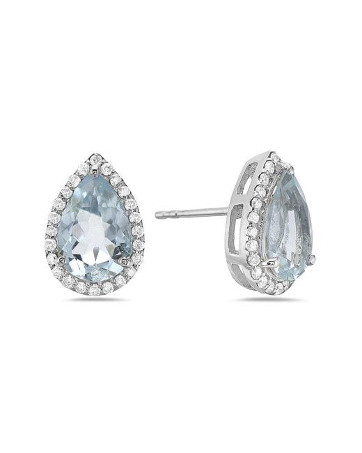 Forever Creations USA Inc. Blue Forever Creations 14k 2.41 Ct. Tw. Diamond & Aquamarine Halo Earrings
