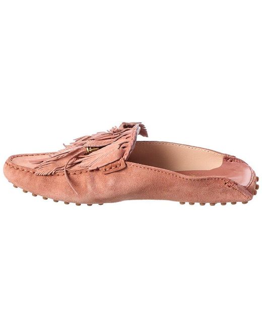 Tod's Pink Feather Suede Loafer