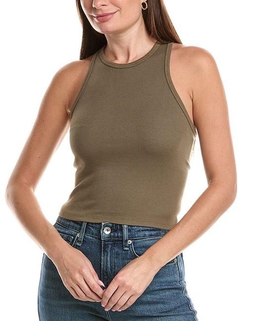 Michael Stars Green Pina Racer Front Crop Top