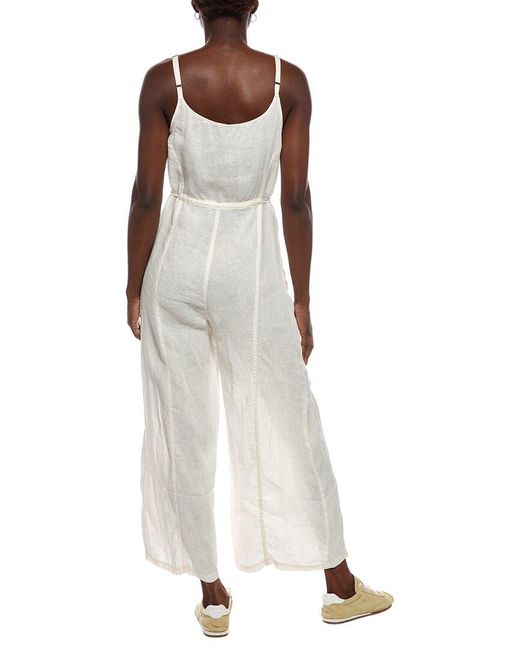 XCVI White Macauley Crop Linen Jumpsuit