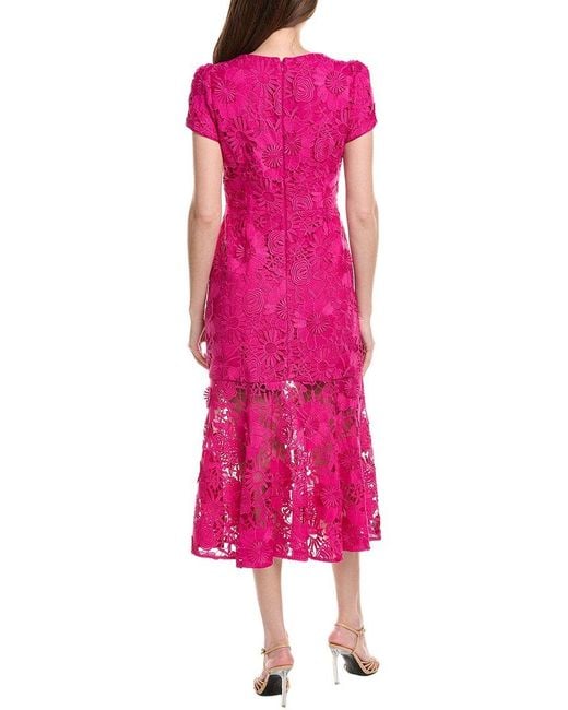 MILLY Pink Daisy Floral Embroidery Maxi Dress