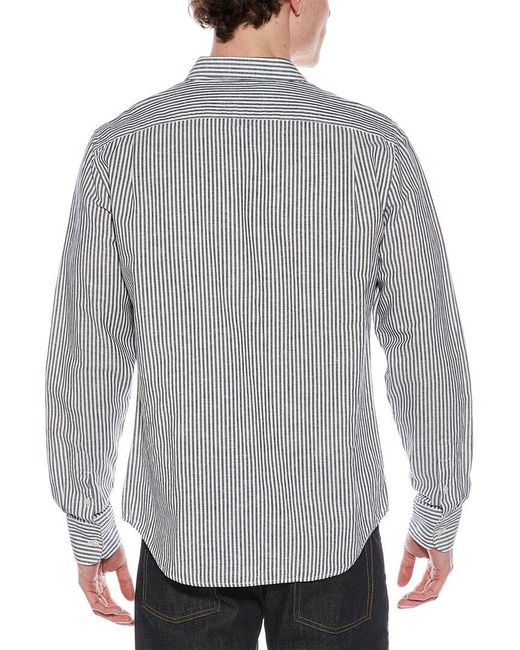 Vince Gray Stripe Linen-Blend Button-Down Shirt for men