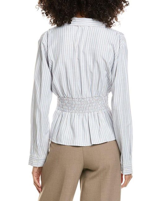 Max Studio White 3/4-Sleeve Pleat Blouse