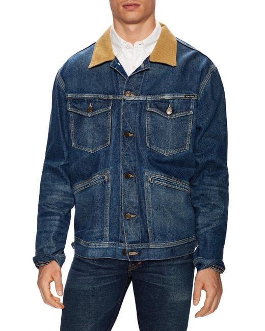 Denim jacket hotsell corduroy collar mens
