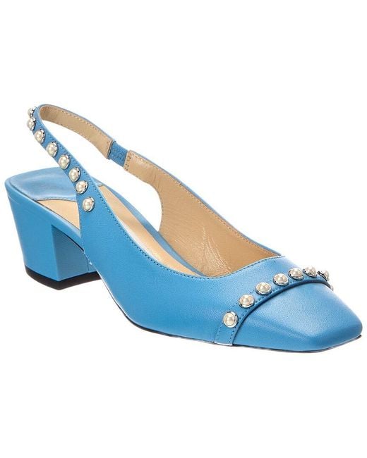 Jimmy Choo Blue Hya 45 Leather Slingback Pump