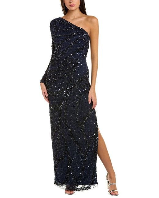 THEIA Blue Evangeline Beaded Gown