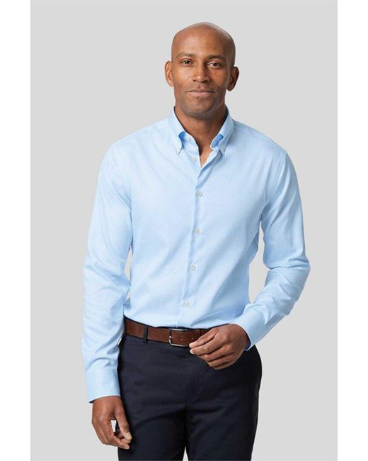 Charles Tyrwhitt Blue Non-iron Button Down Check Slim Fit Shirt for men