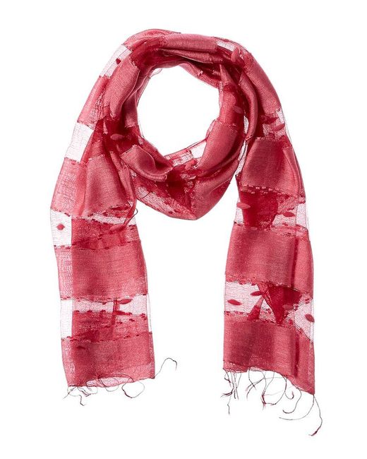 Blue Pacific Red Hand-woven Silk-blend Scarf