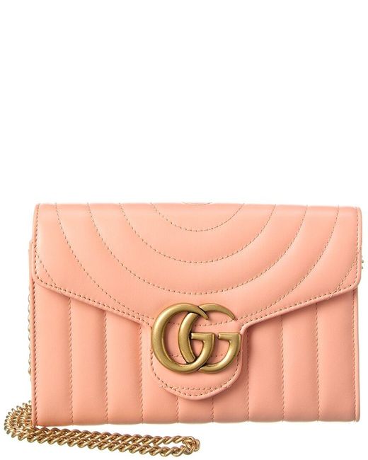 GG Marmont card case wallet in light pink leather and Supreme
