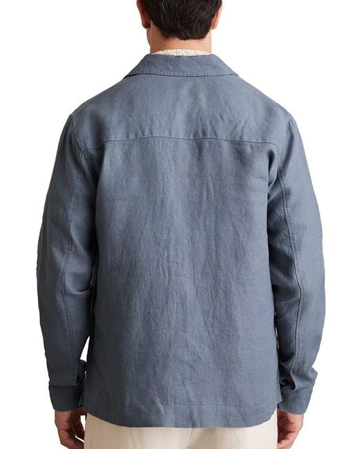 Reiss Blue Eze Linen Twin Pocket Casual Shirt for men
