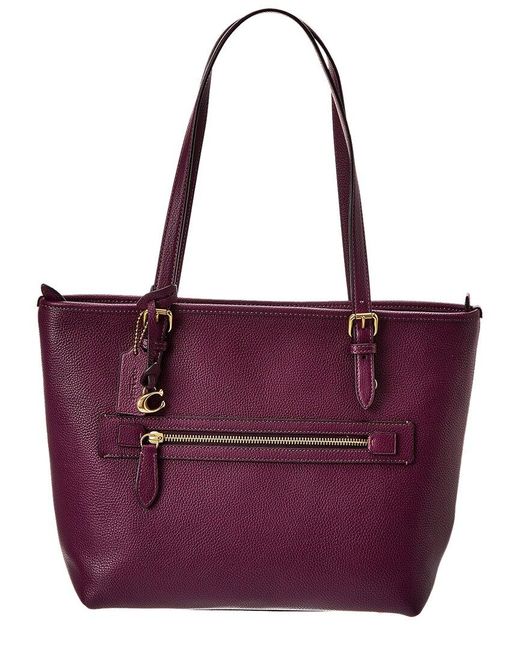 COACH Taylor Leather Tote in Purple | Lyst