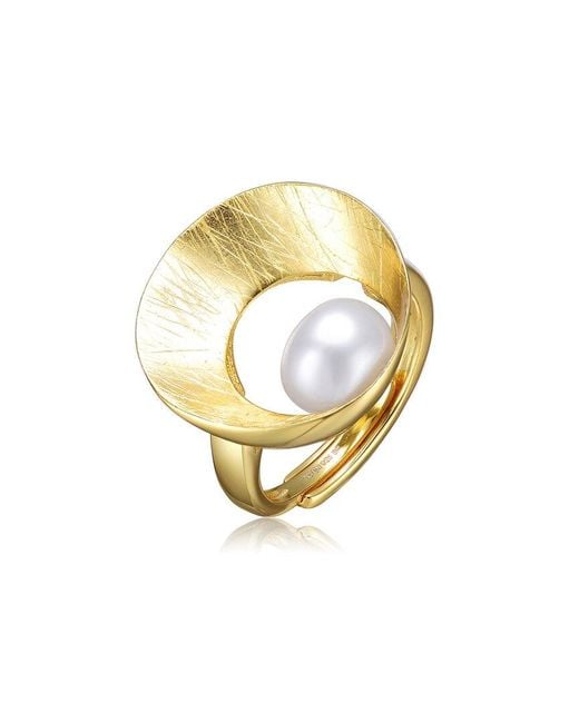 Genevive Jewelry Metallic 14k Over Silver Pearl Ring