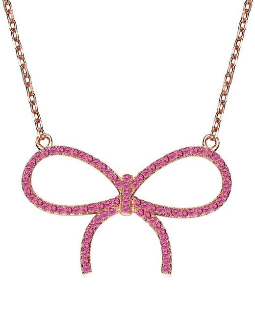 Genevive Jewelry Pink 18k Rose Gold Vermeil Heart Necklace