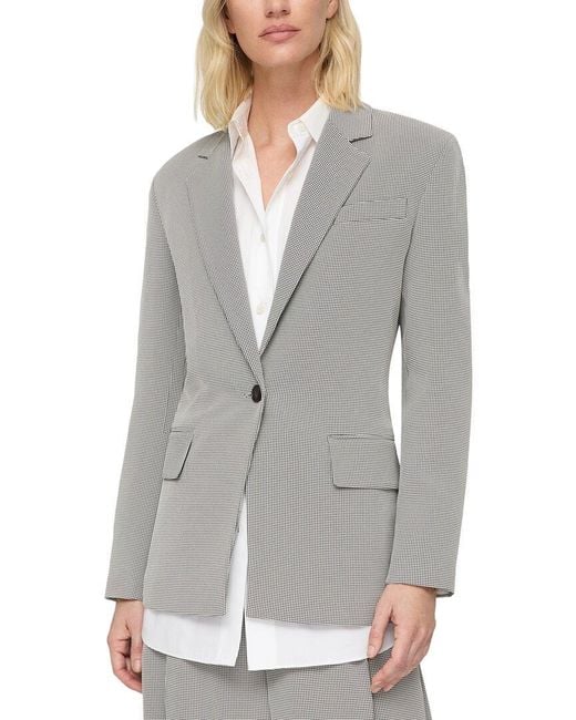 Lafayette 148 New York Gray Structured Shoulder Fitted Blazer
