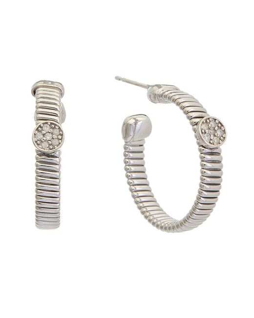 Meshmerise White 18k Gold Over Silver 0.12 Ct. Tw. Diamond Earrings