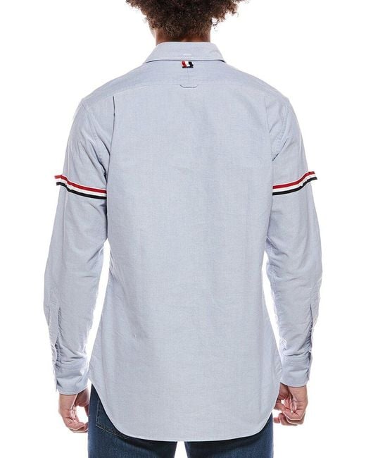 Thom Browne Blue Logo Button Shirt for men