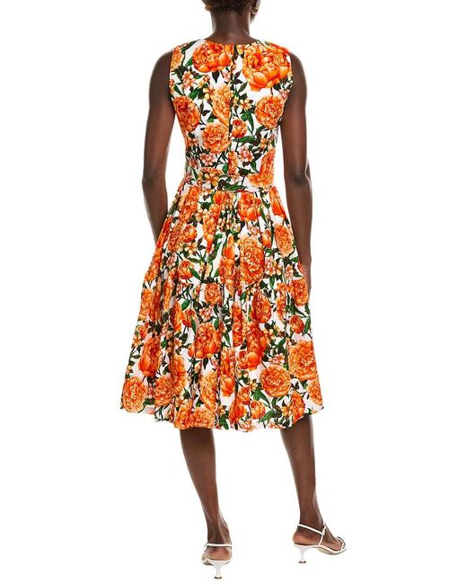 Samantha Sung Orange Rose Midi Dress