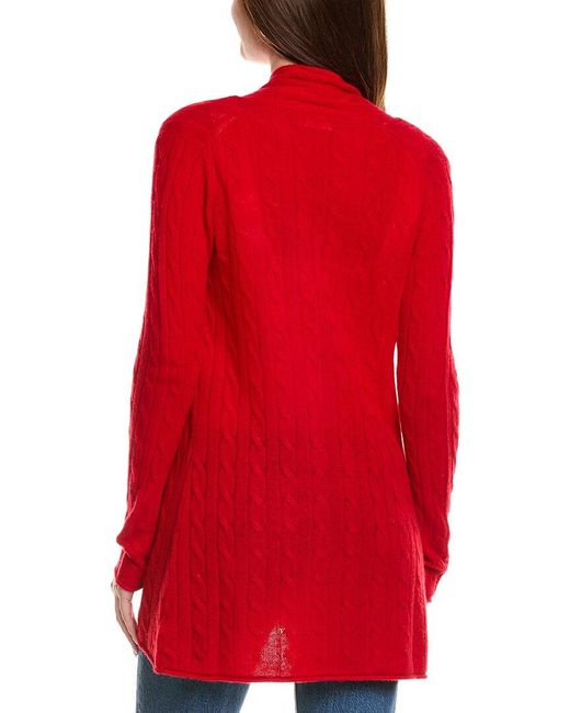 Hannah Rose Red Breezy Cable Wool & Cashmere-Blend Duster
