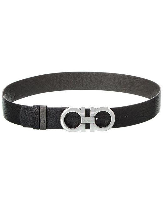 Ferragamo Black Gancini Reversible & Adjustable Leather Belt