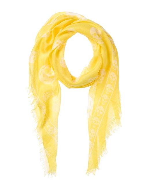 Alexander McQueen Yellow Classic Silk-blend Scarf