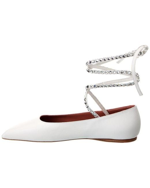 AMINA MUADDI Pink Ane Lace-Up Leather Flat