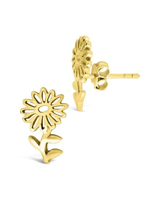 Sterling Forever Metallic 14k Over Silver Birth Flower April Daisy Studs