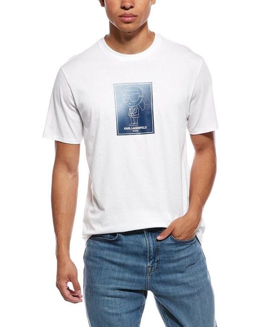Karl Lagerfeld White Ombre Square T-Shirt for men