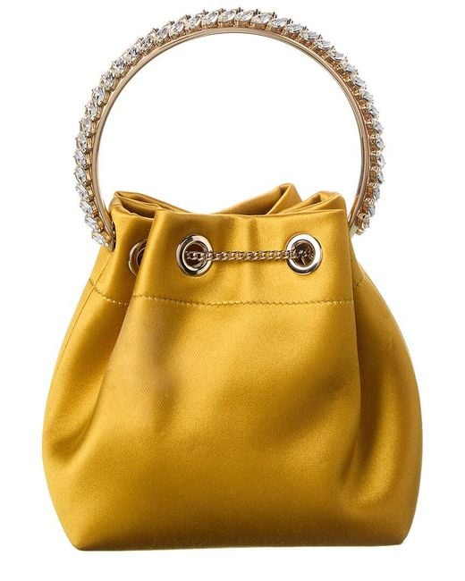 Jimmy Choo Yellow Bon Bon Satin Bucket Bag