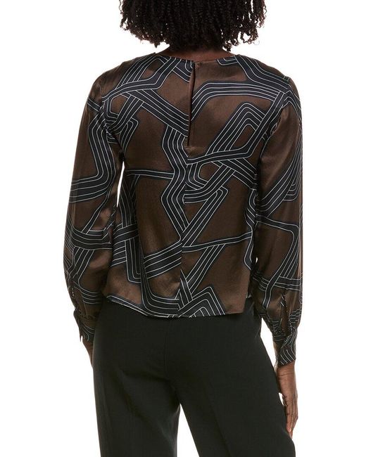Officine Generale Black Officine Generale Georgie Silk Print Top