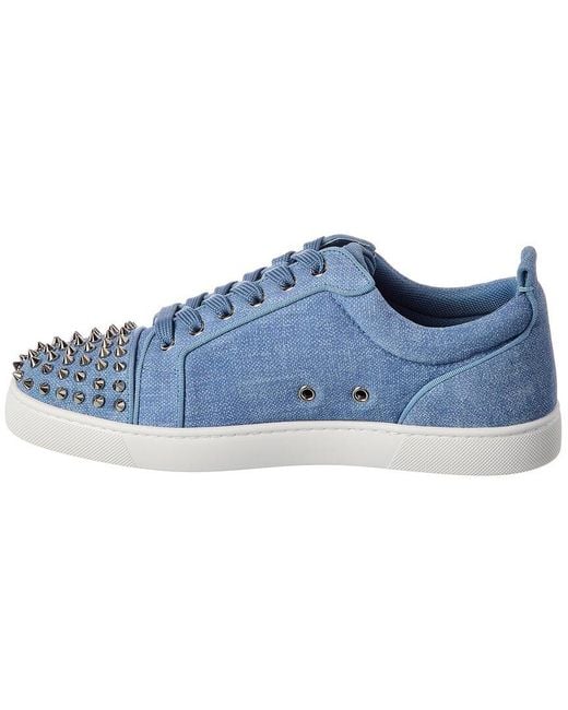 Christian Louboutin Blue Louis Junior Spikes Canvas & Leather Sneaker for men