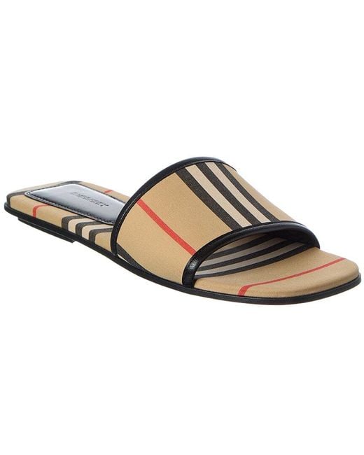 Burberry Brown Check Canvas & Leather Sandal