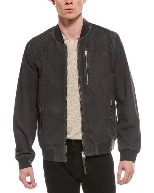 AllSaints Gray Kemble Suede Bomber Jacket for men