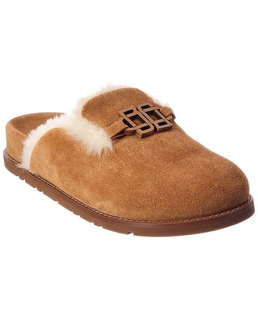 Jonathan Simkhai Brown Mila Suede & Shearling Slipper