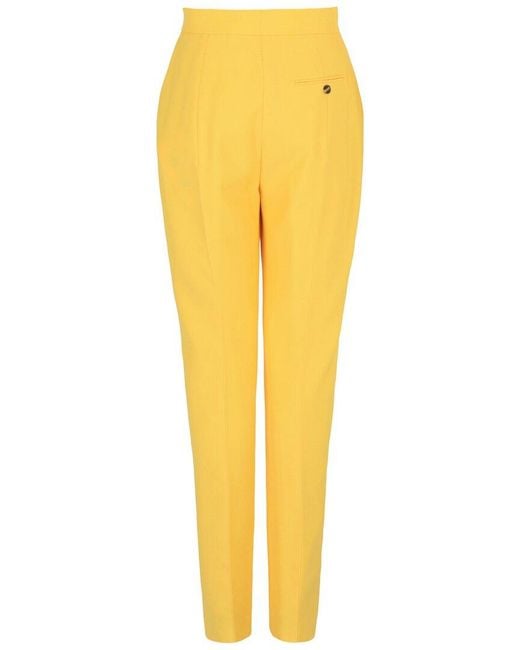 McQueen Yellow High-Waist Wool Cigarette Trouser