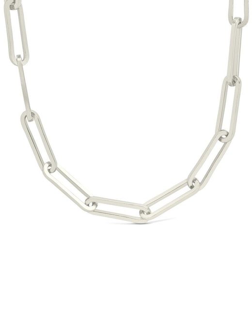 Sterling Forever Metallic Elongated Paperclip Chain Necklace
