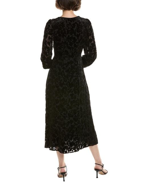 Johnny Was Black Wynnter Silk-Blend Midi Dress