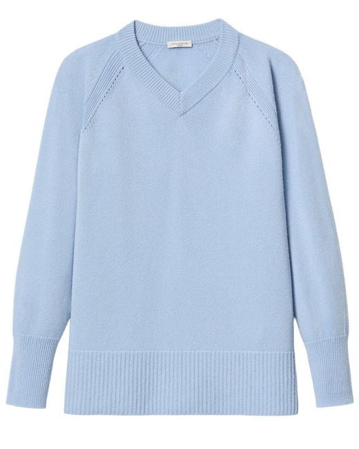 Lafayette 148 New York Blue Cashmere & Wool Sweater