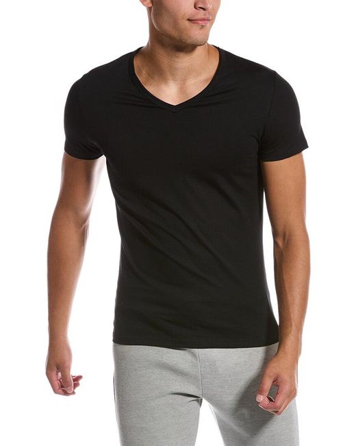 Hom Black V-neck T-shirt for men