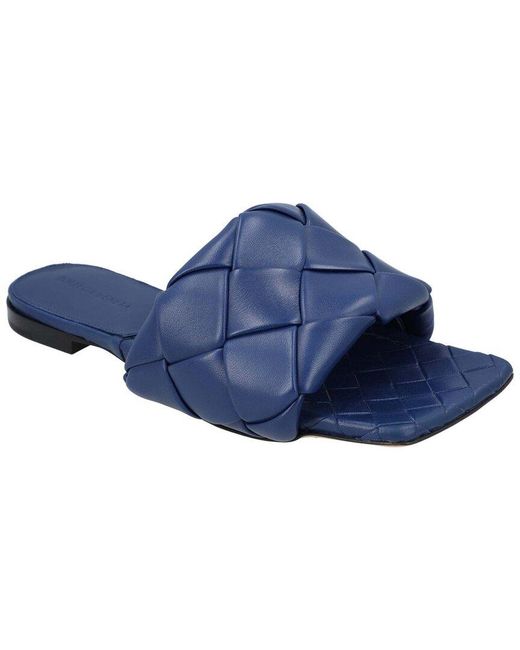 Bottega Veneta Blue Leather Lido Flat Sandal (Authentic Pre-Loved)