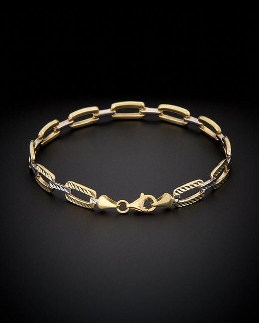 Italian Gold Black 14k Italian Two-tone Gold Reversible Bracelet
